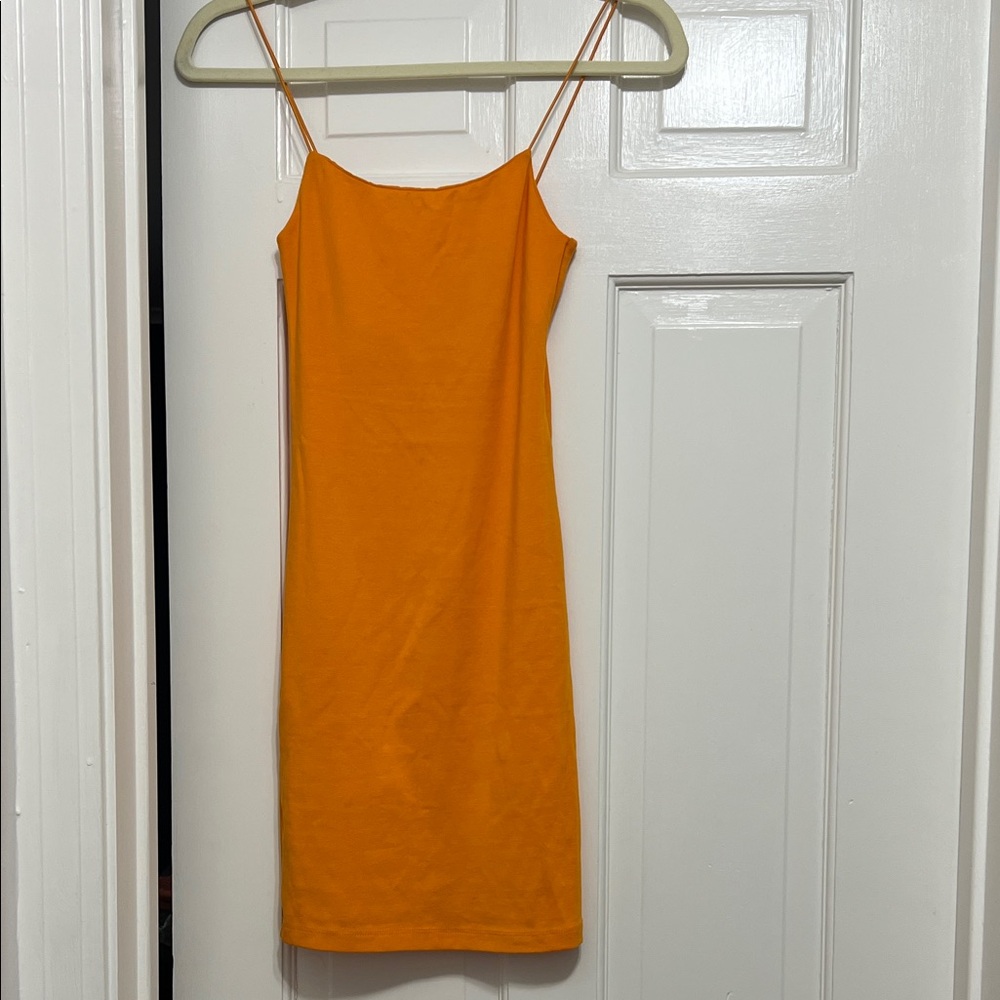 Zara Bold Orange Spaghetti Strap Mini Dress